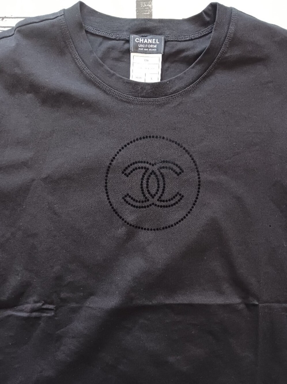 NWOT Chanel UNIFORM Black Cotton T Shirt Size L, - Picture 4 of 7